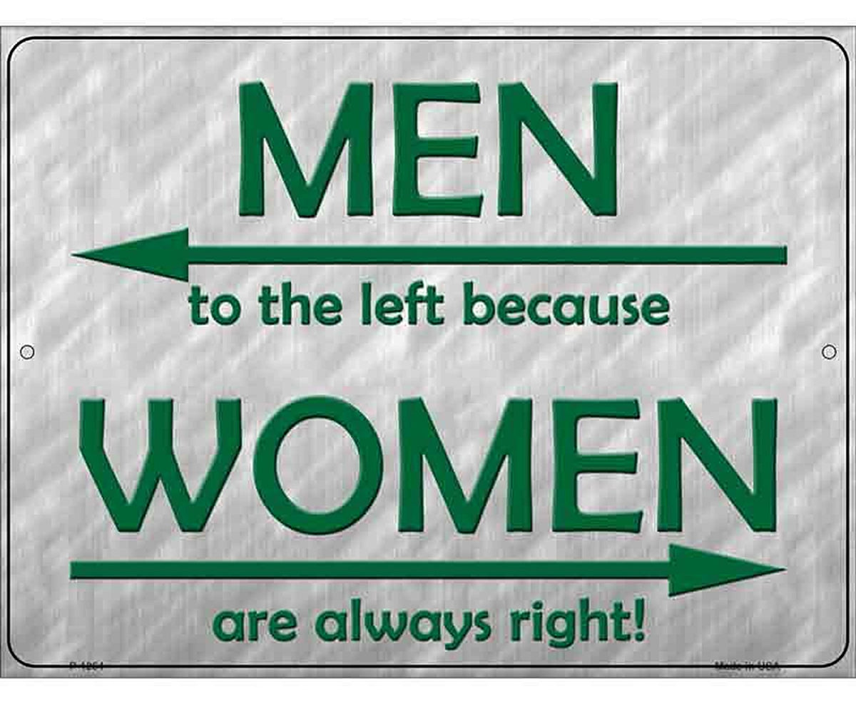 Men Left Women Right Metal Novelty Parking Sign