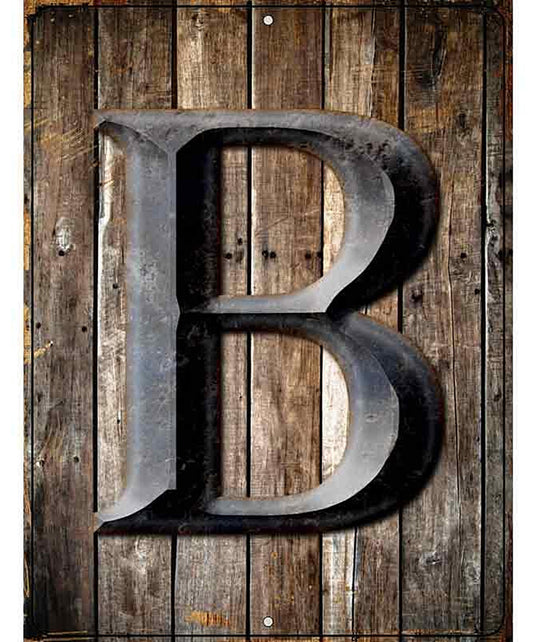 Letter B Metal Novelty Parking Sign