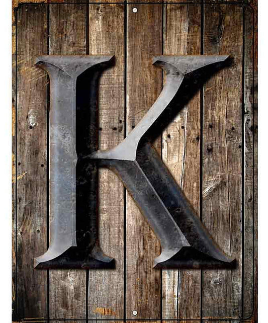Letter K Metal Novelty Parking Sign