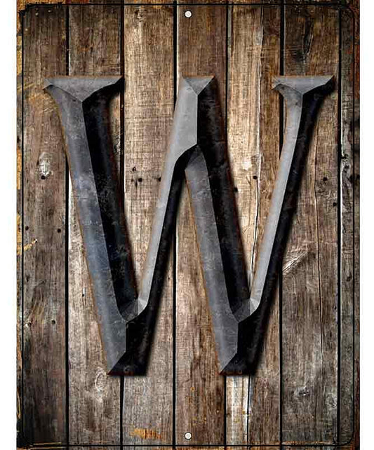 Letter W Metal Novelty Parking Sign