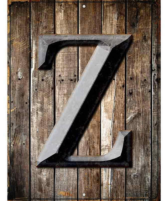 Letter Z Metal Novelty Parking Sign
