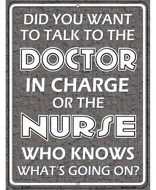 Doctor In Charge Metal Novelty Parking Sign