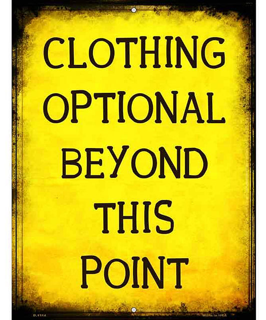 Clothing Optional Metal Novelty Parking Sign P-1314