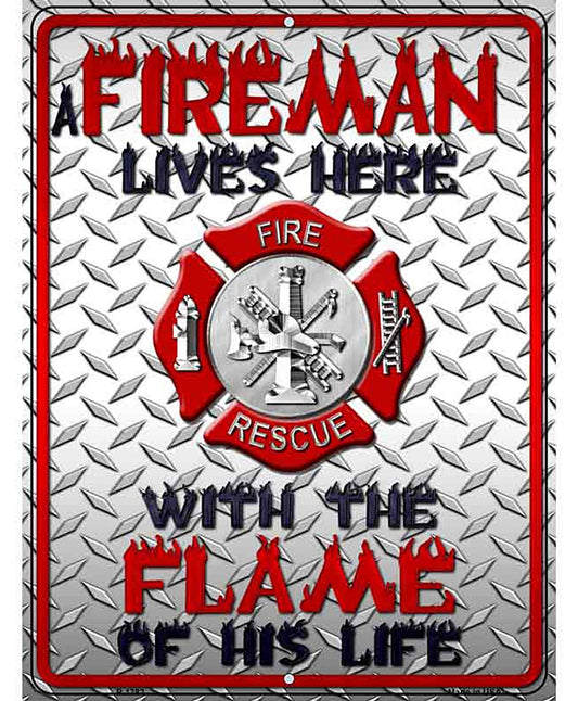 Fireman Metal Novelty Parking Sign