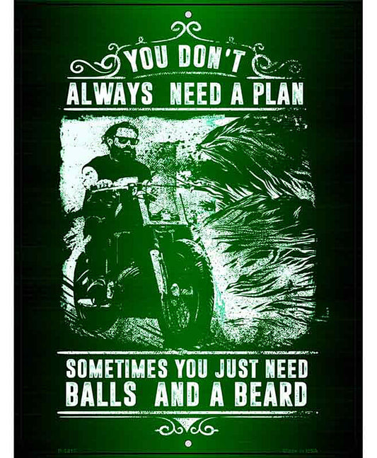 Balls And A Beard Metal Novelty Parking Sign