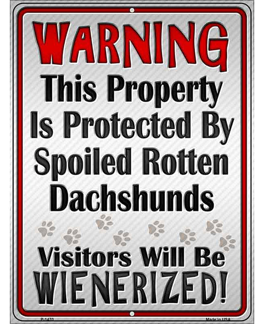 Protected By Dachshund Metal Novelty Parking Sign
