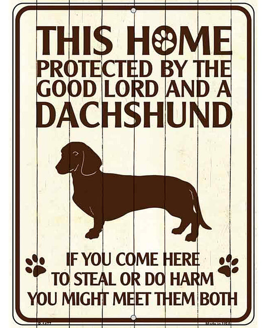 Dachshund Protected Metal Novelty Parking Sign