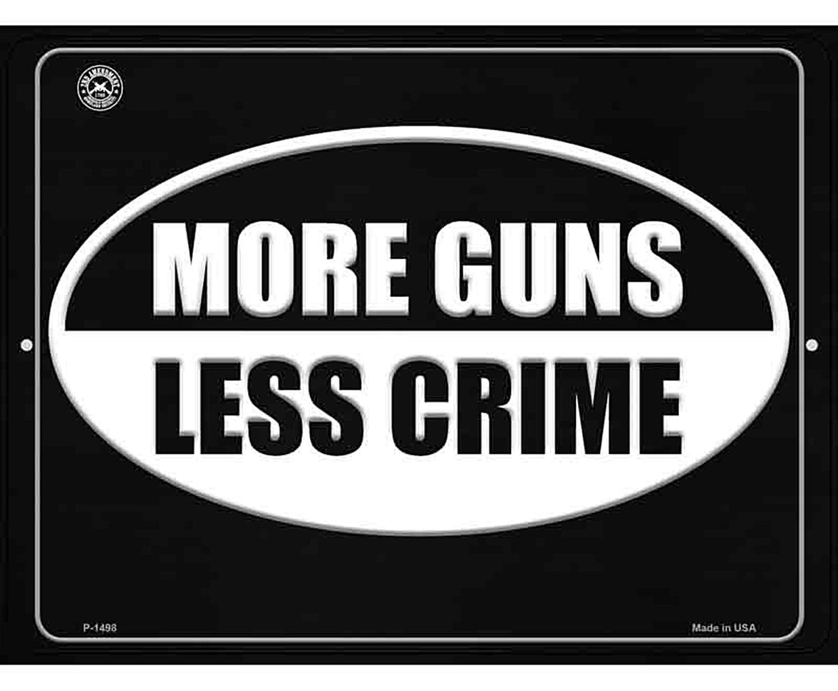 More Gun Less Crime Metal Novelty Parking Sign
