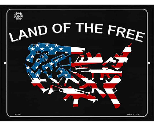 Land Of The Free Metal Novelty Parking Sign