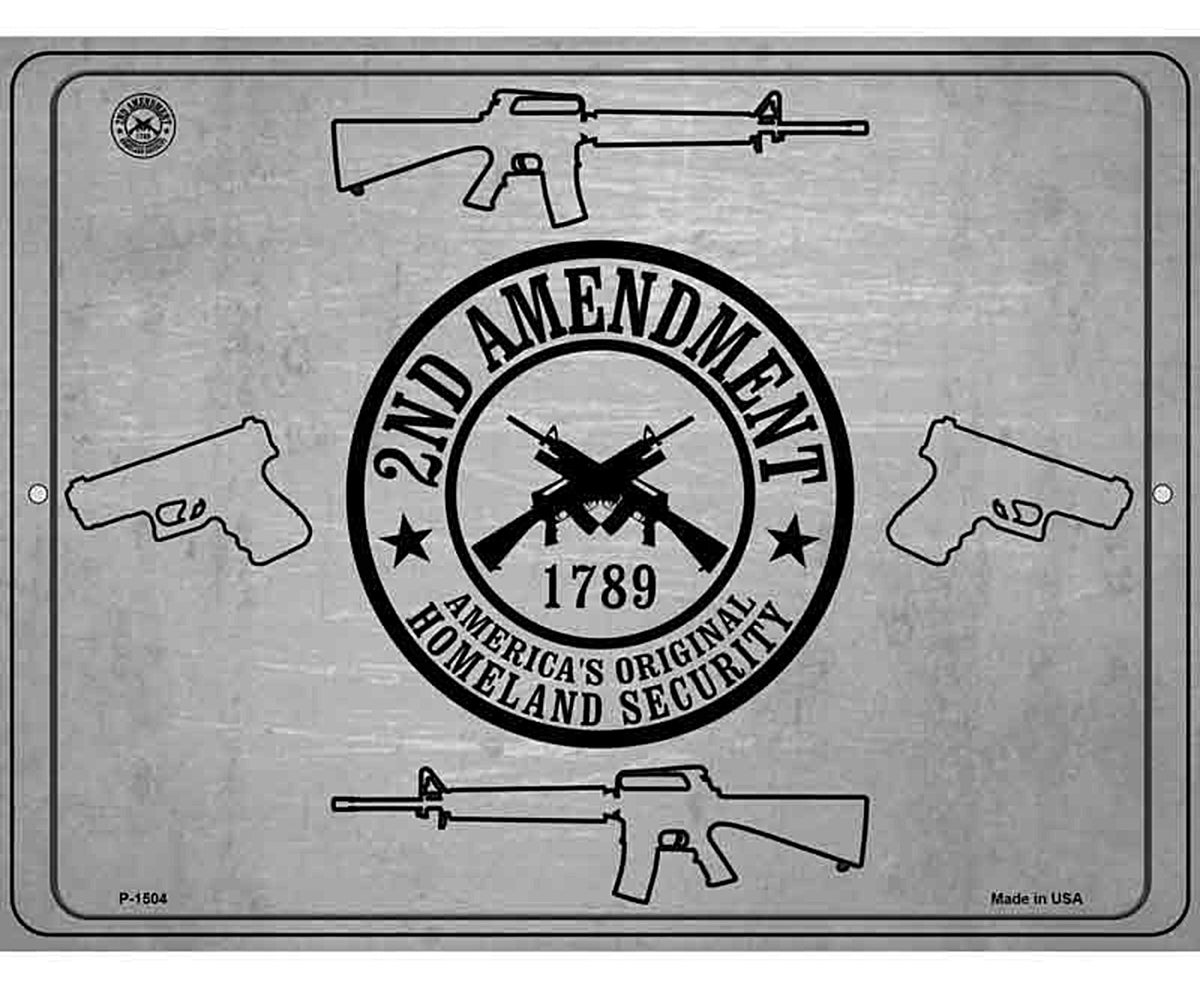 2nd Amendment Shield With Guns Metal Novelty Parking Sign