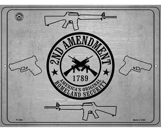 2nd Amendment Shield With Guns Metal Novelty Parking Sign