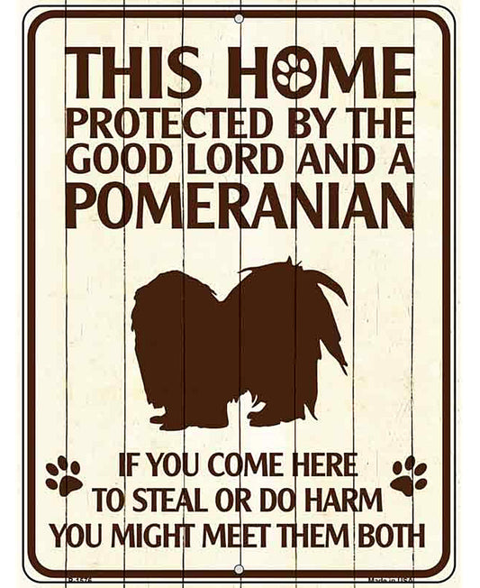 Pomeranian Protected Metal Novelty Parking Sign