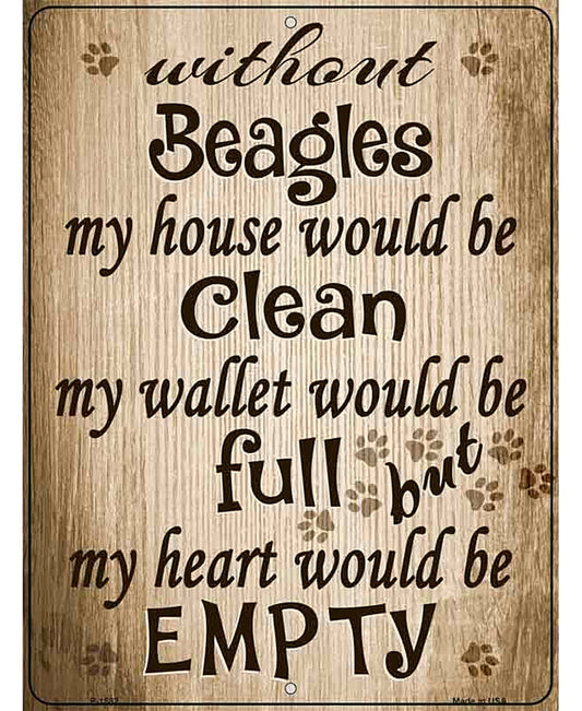 Without Beagles My House Would Be Clean Metal Novelty Parking Sign