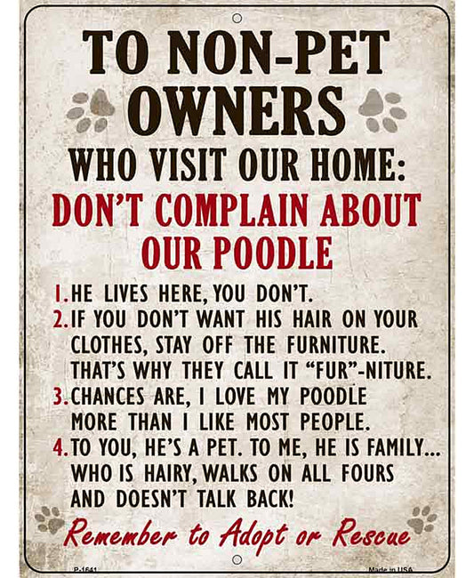Non-Pet Owners Poodle Parking Sign Metal Novelty