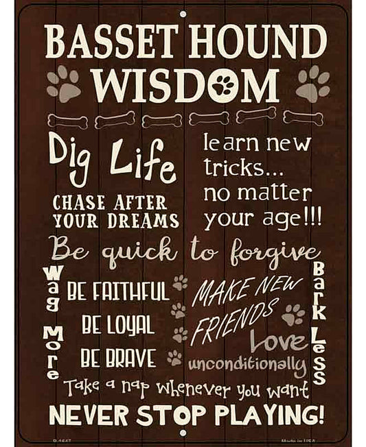 Basset Hound Wisdom Metal Novelty Parking Sign