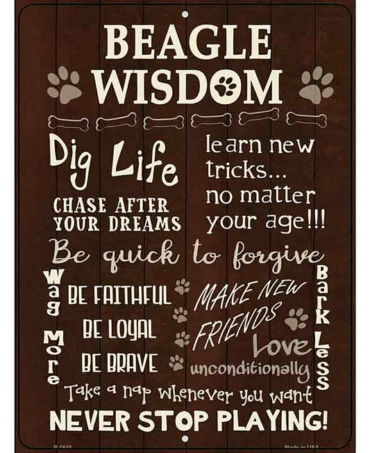 Beagle Wisdom Metal Novelty Parking Sign