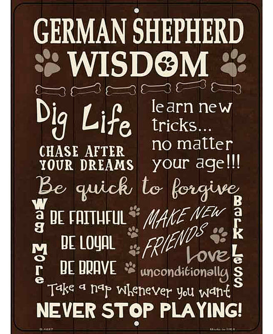 German Shepherd Wisdom Metal Novelty Parking Sign