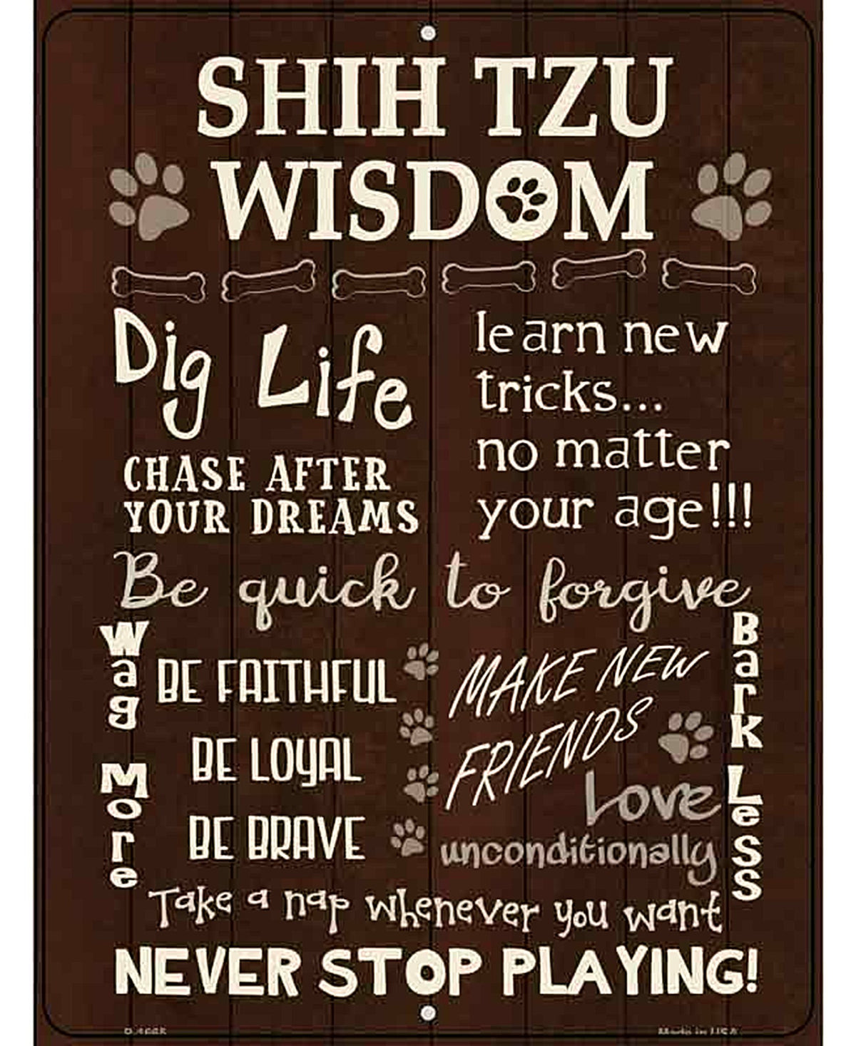 Shih Tzu Wisdom Parking Sign Metal Novelty