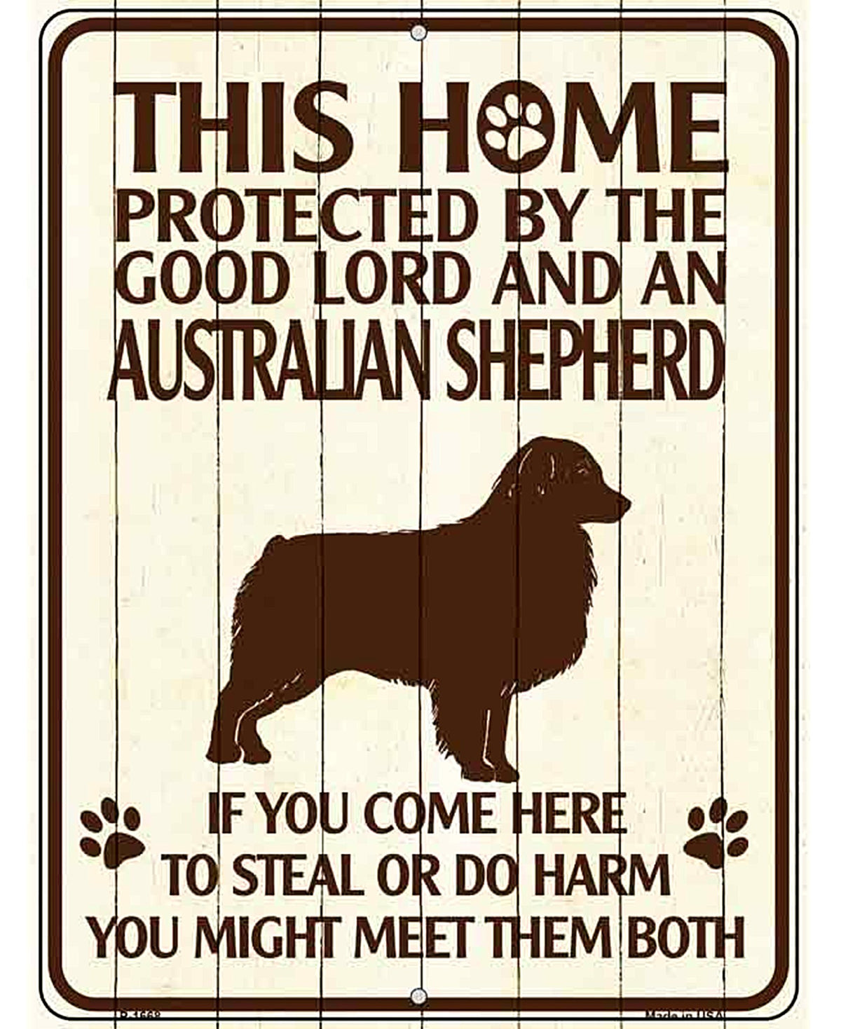 This Home Protected By An Australian Shepherd Parking Sign Metal Novelty