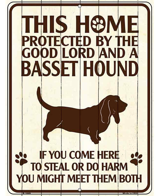 This Home Protected By A Basset Hound Parking Sign Metal Novelty
