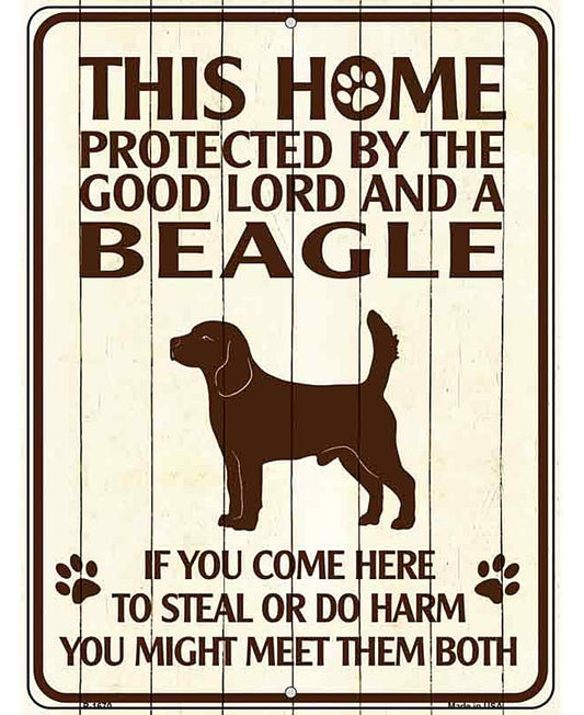 This Home Protected By A Beagle Parking Sign Metal Novelty