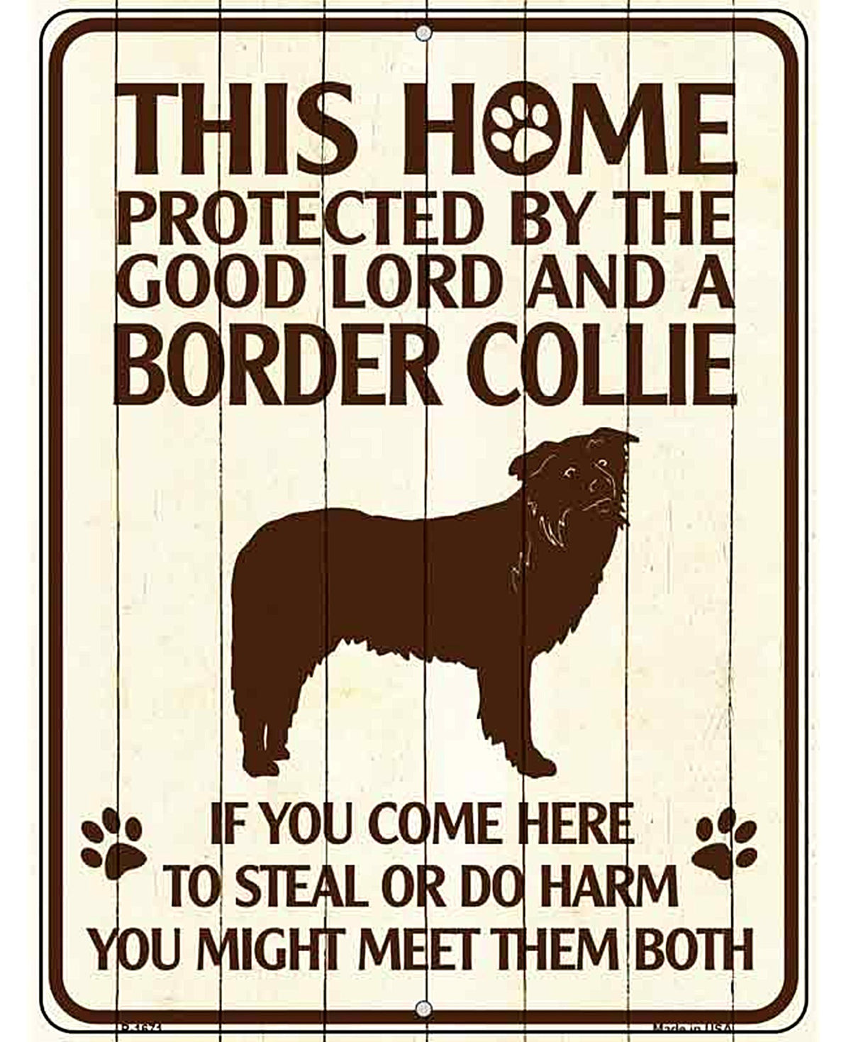This Home Protected By A Border Collie Parking Sign Metal Novelty