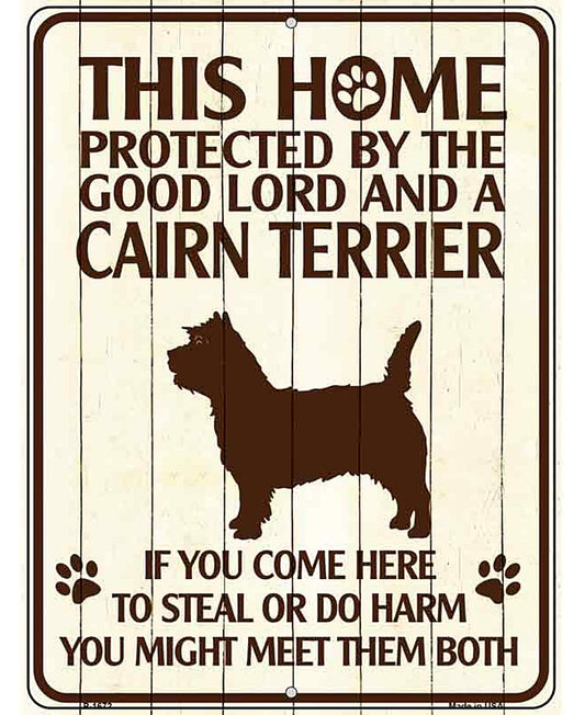 This Home Protected By A Cairn Terrier Parking Sign Metal Novelty