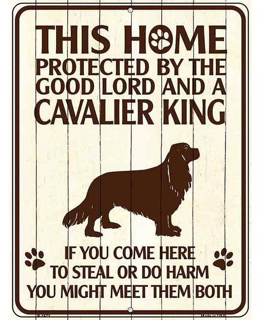 This Home Protected By A Cavalier King Parking Sign Metal Novelty