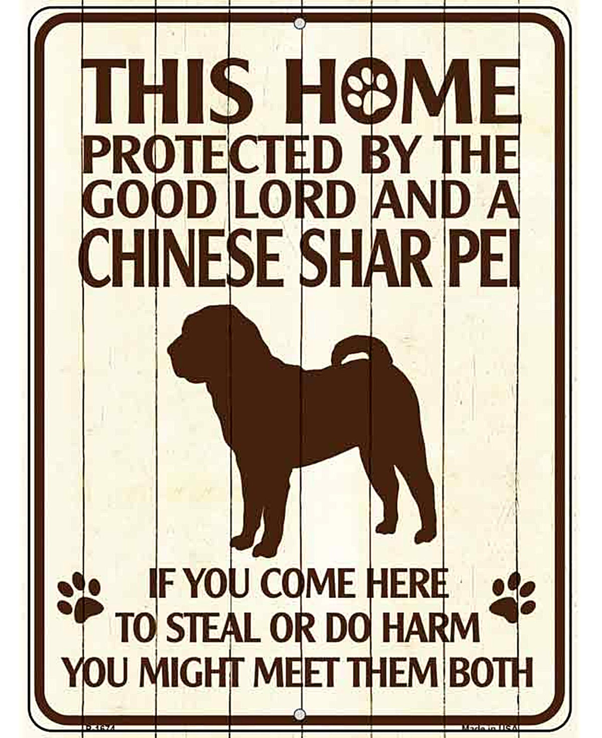 This Home Protected By A Chinese Shar Pei Parking Sign Metal Novelty