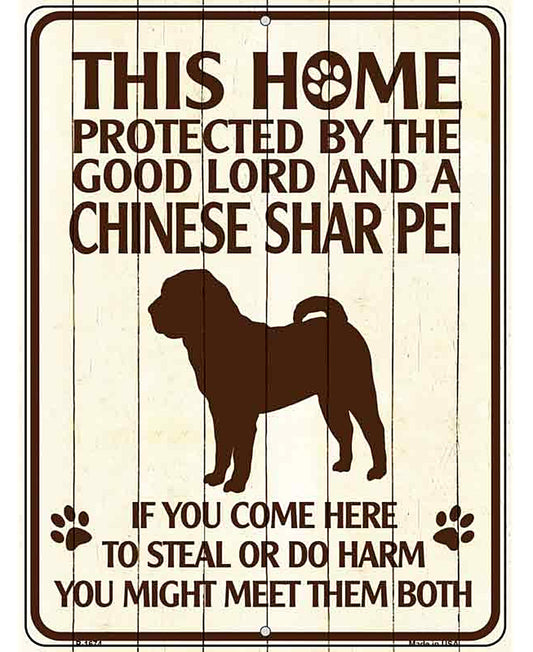 This Home Protected By A Chinese Shar Pei Parking Sign Metal Novelty