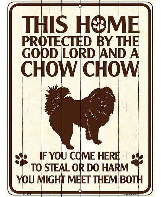 This Home Protected By A Chow Chow Parking Sign Metal Novelty