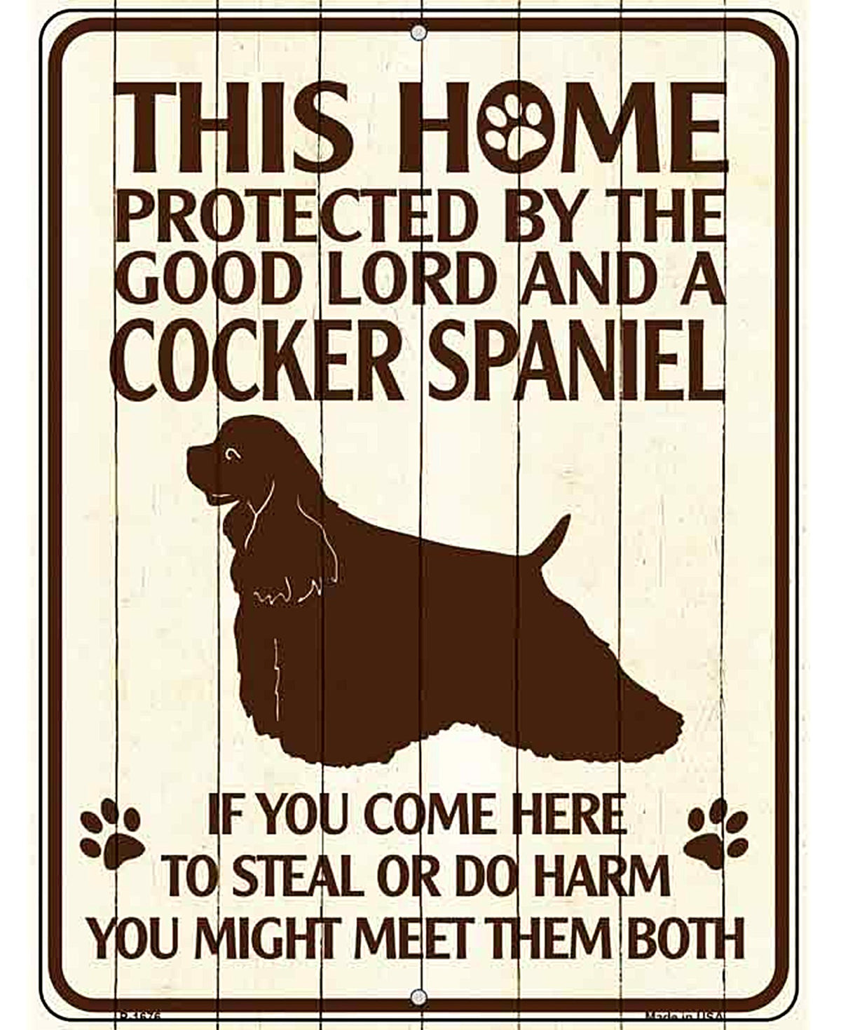 This Home Protected By A Cocker Spaniel Parking Sign Metal Novelty