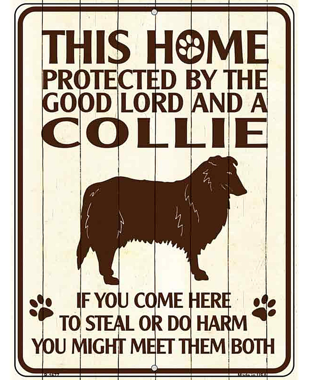 This Home Protected By A Collie Parking Sign Metal Novelty