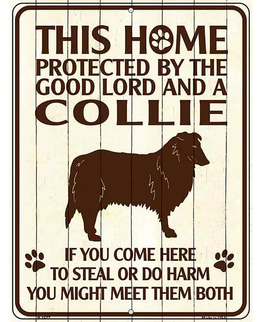 This Home Protected By A Collie Parking Sign Metal Novelty
