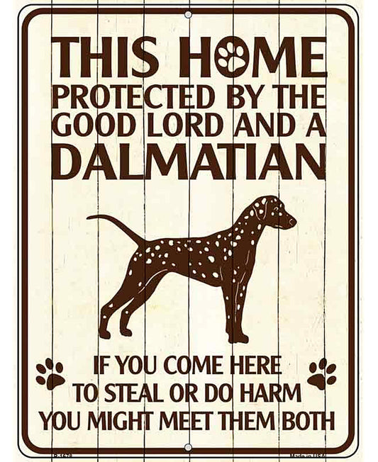 This Home Protected By A Dalmation Parking Sign Metal Novelty