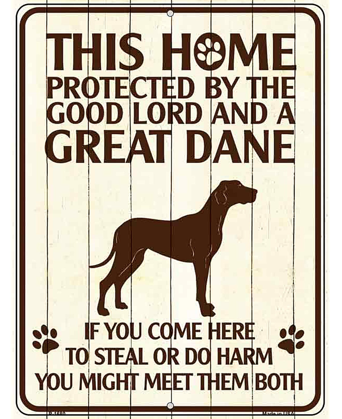 This Home Protected By A Great Dane Parking Sign Metal Novelty