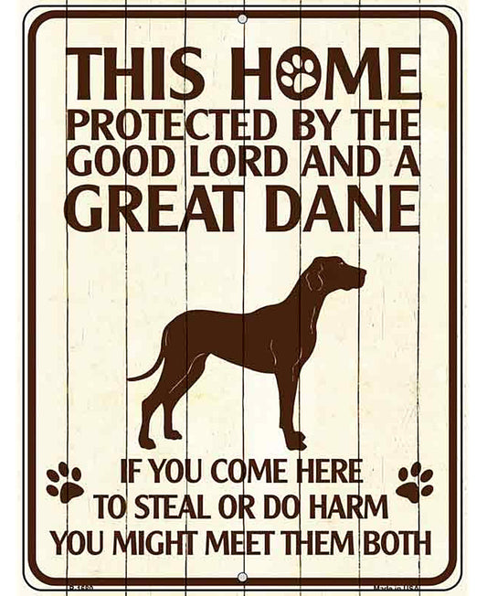 This Home Protected By A Great Dane Parking Sign Metal Novelty