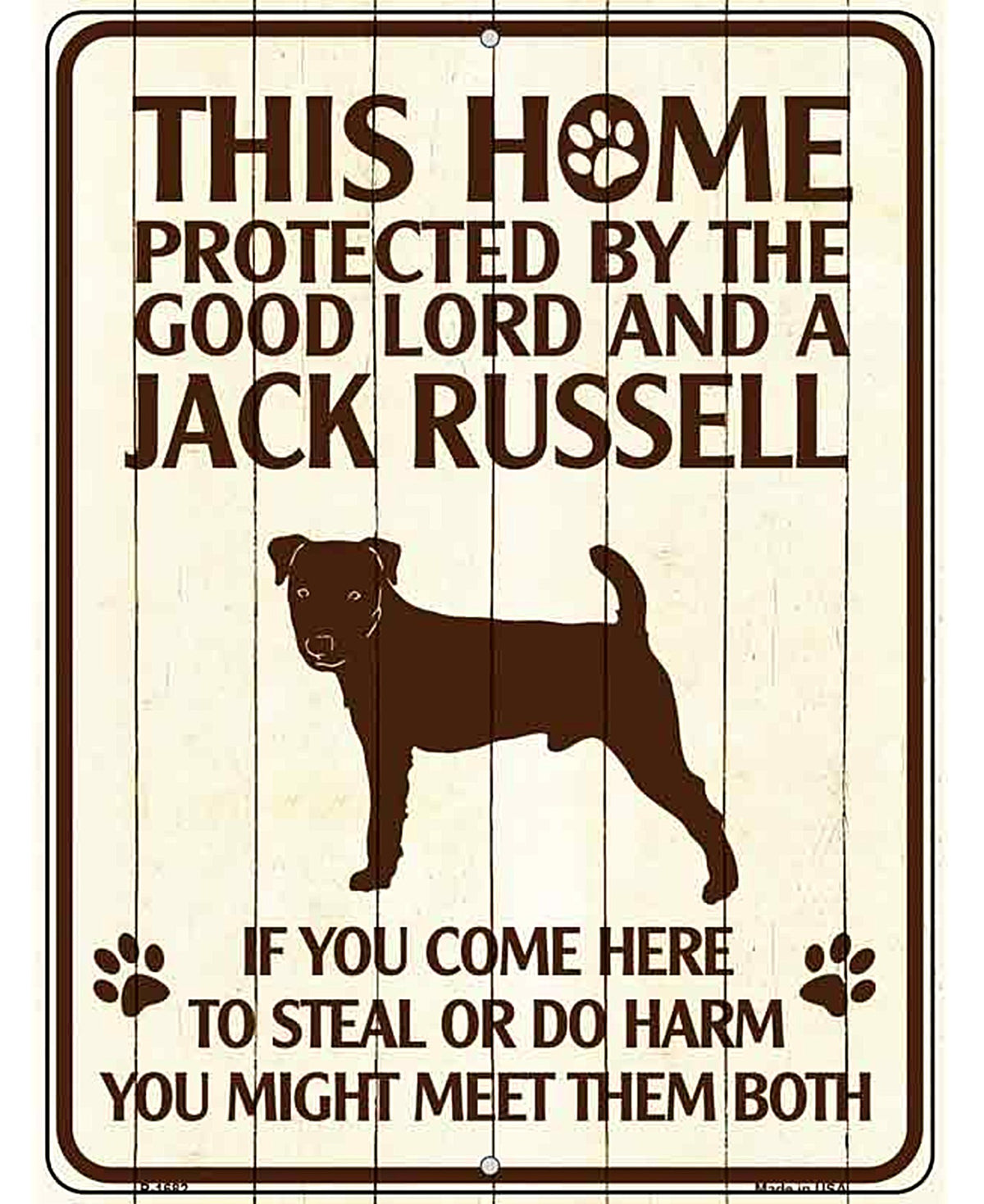 This Home Protected By A Jack Russell Parking Sign Metal Novelty
