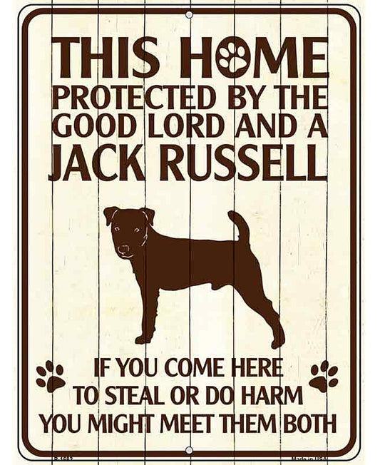 This Home Protected By A Jack Russell Parking Sign Metal Novelty