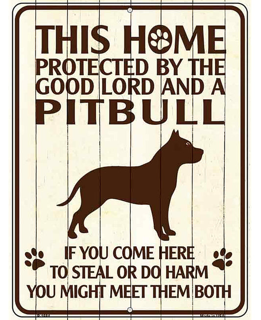 This Home Protected By A Pitbull Parking Sign Metal Novelty