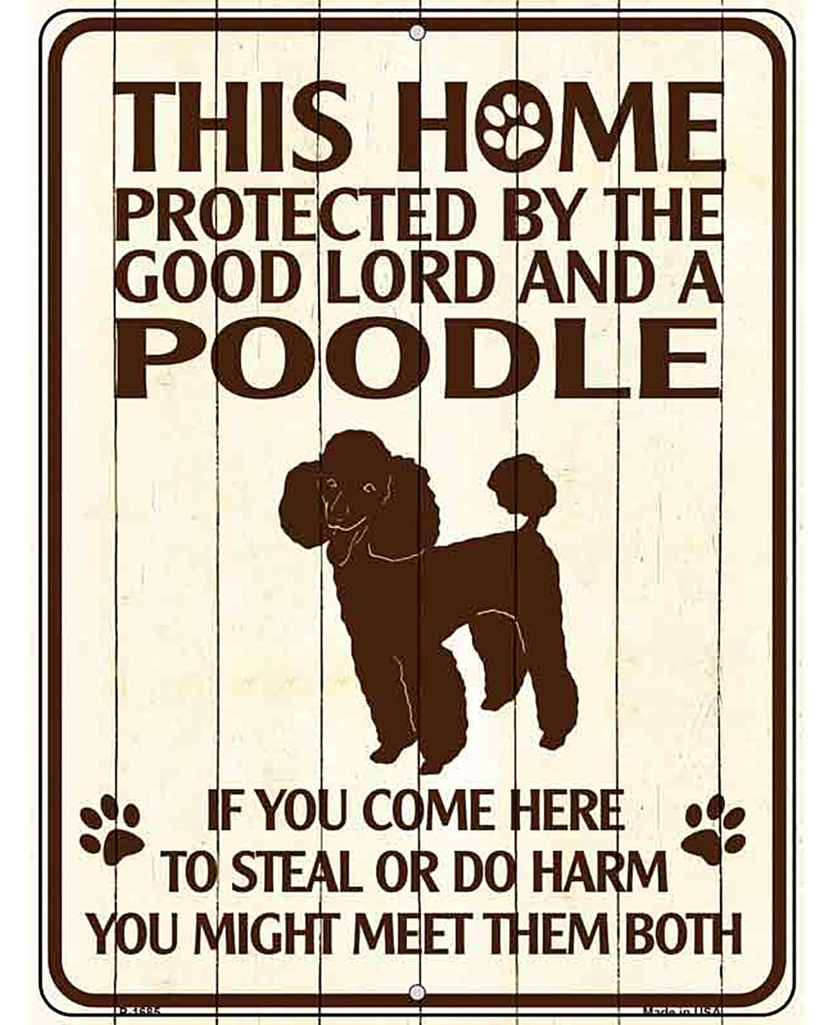 This Home Protected By A Poodle Parking Sign Metal Novelty