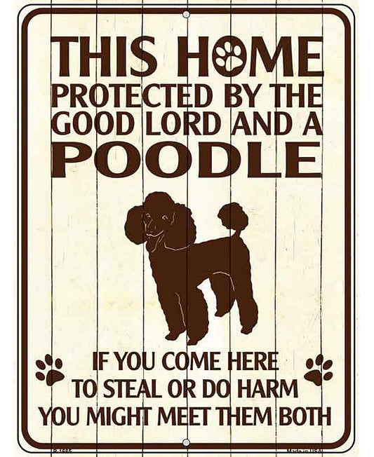 This Home Protected By A Poodle Parking Sign Metal Novelty