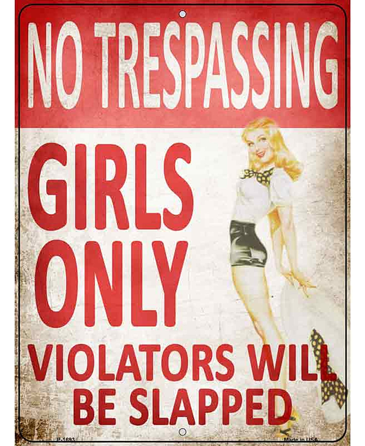 No Trespassing Girls Only Parking Sign Metal Novelty