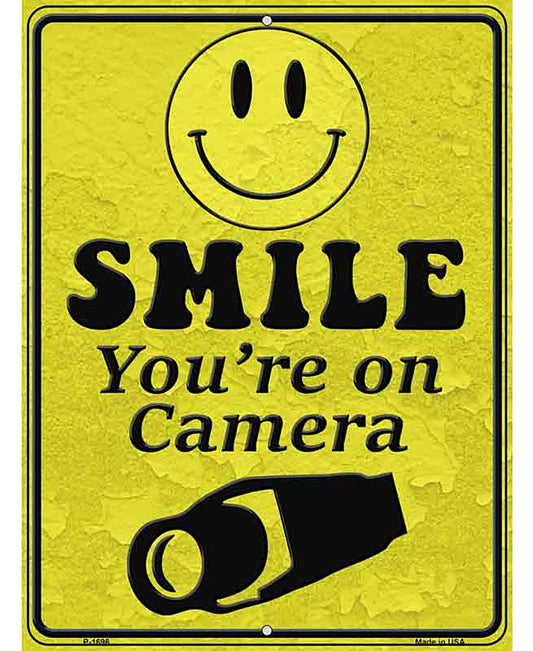 Smile Youre On Camera Parking Sign Metal Novelty