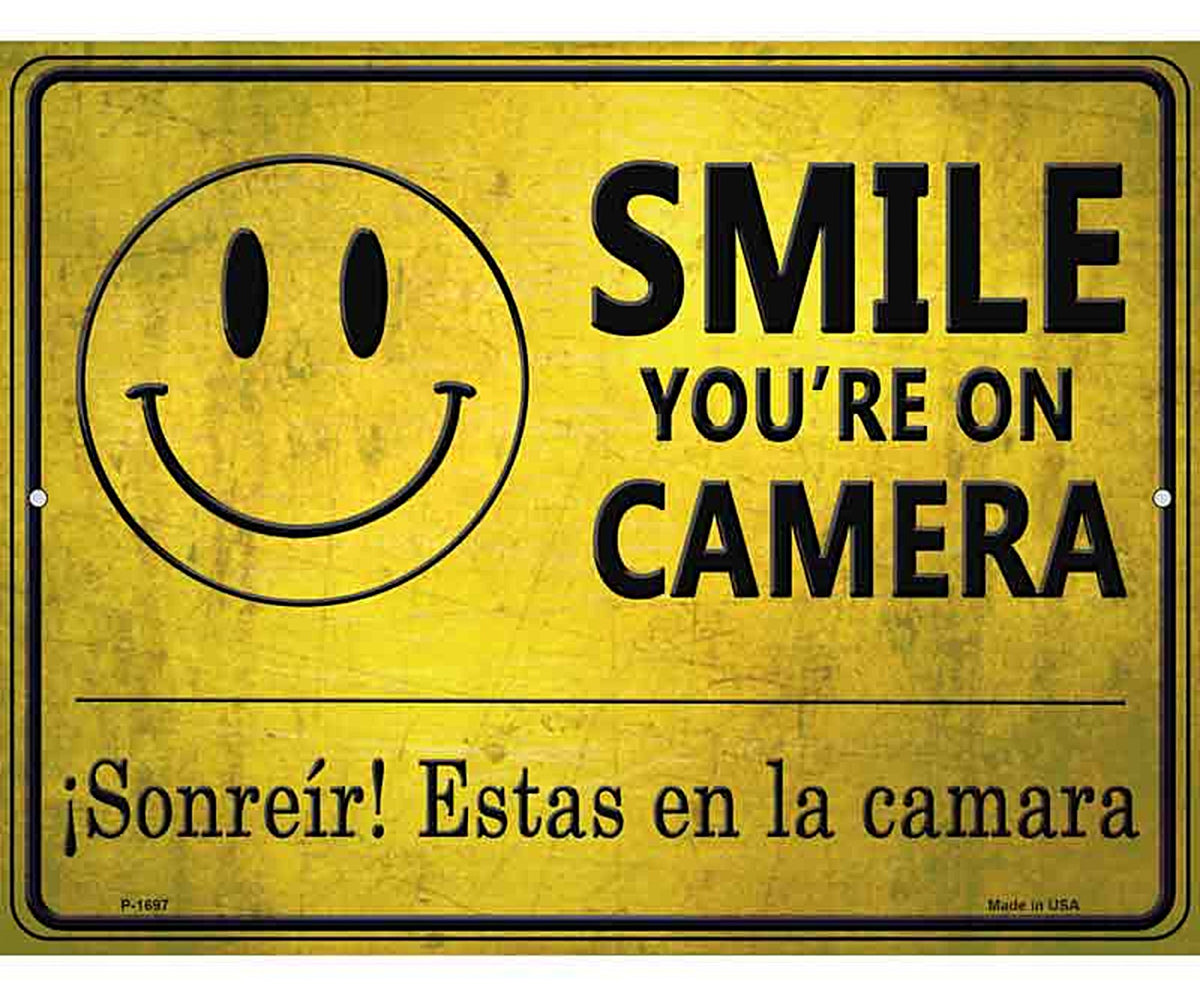 Smile Youre On Camera -Sonreir Estas En La Camera Parking Sign Metal Novelty