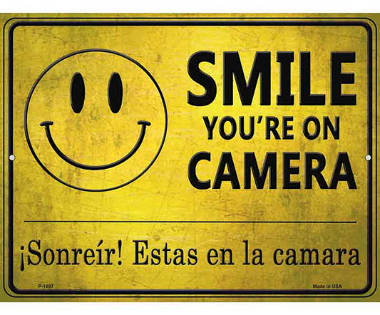 Smile Youre On Camera -Sonreir Estas En La Camera Parking Sign Metal Novelty