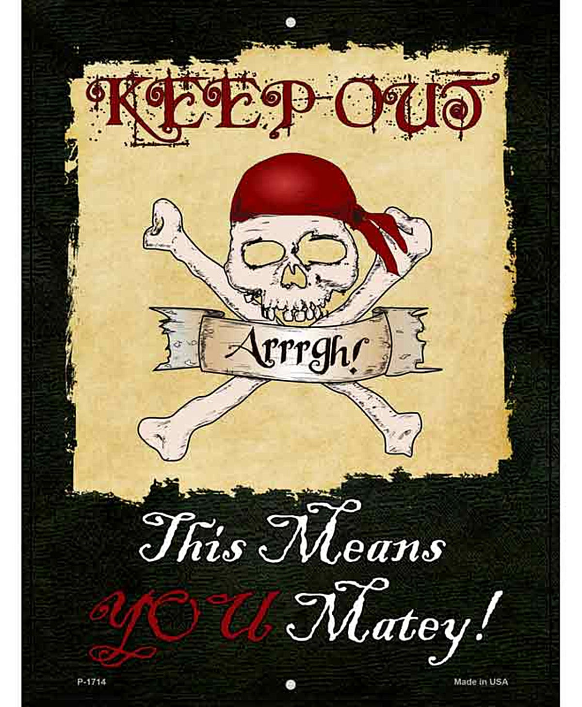 Keep Out Matey Novelty Parking Sign