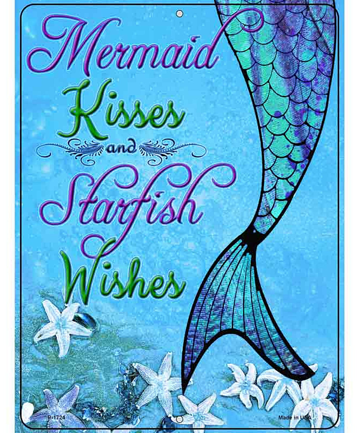 Mermaid Kisses and Starfish Wishes Novelty Parking Sign