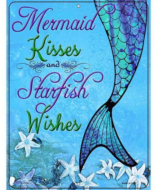 Mermaid Kisses and Starfish Wishes Novelty Parking Sign