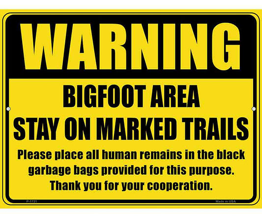 Warning Bigfoot Area Novelty Parking Sign